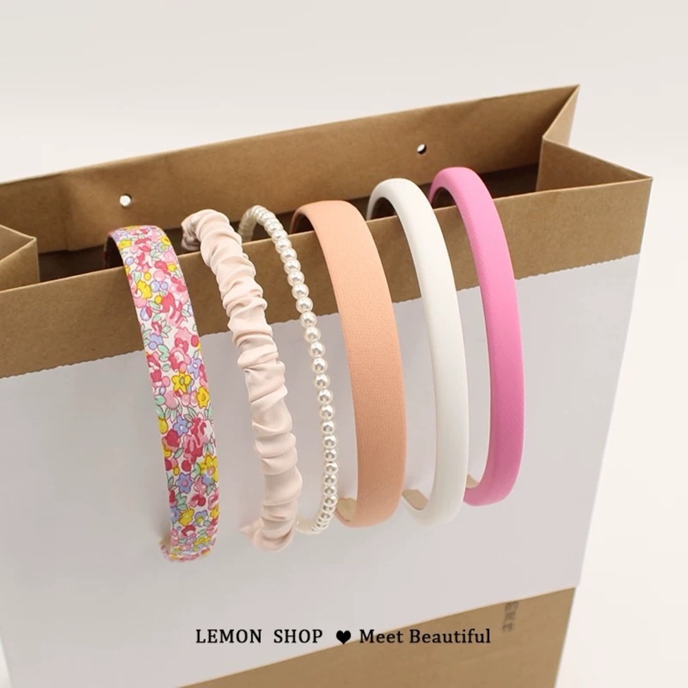 Women's Floral and Solid Headband Set